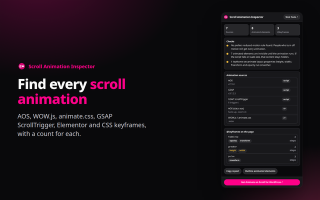Scroll Animation Inspector extension screenshot