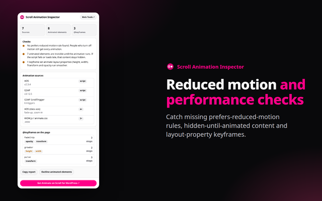 Scroll Animation Inspector extension screenshot